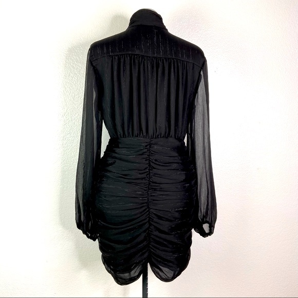 NWT HOUSE OF HARLOW 1960 High Neck Ruched Bodycon Dress - Picture 5 of 11